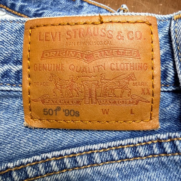 Levi's Premium 501 '90s Jeans Womens 31x30 Light Wash Blue Straight Leg Big E - Picture 6 of 13
